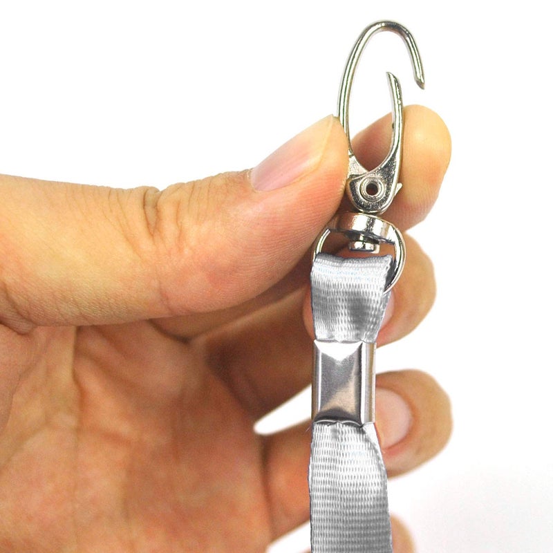 Ollain Gray Lanyards for Name Tag Id Badges Nylon Cruise Lanyard Swivel Hooks Clips 50 Pack - Image 2